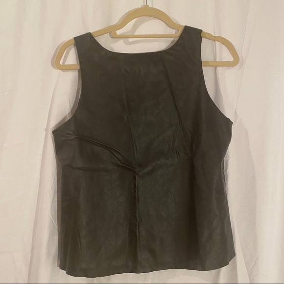 Topshop Tall Black Faux Leather Tank sz 8 - Picture 3 of 3